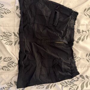 Black Elastic Waist Mini Skirt with Cargo Pockets